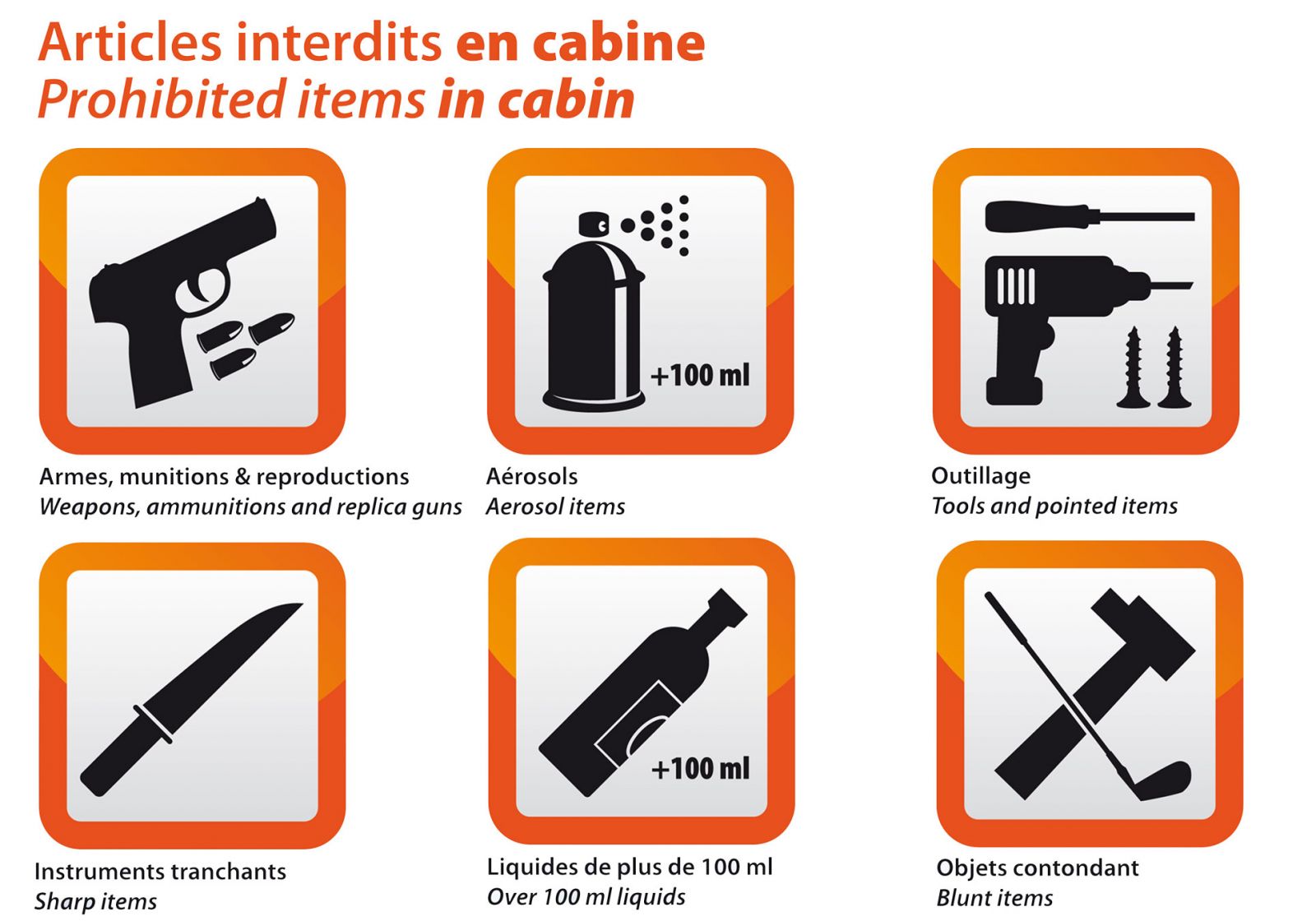 objets interdits en cabine