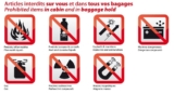 Listes des objets interdits en cabine et en soute